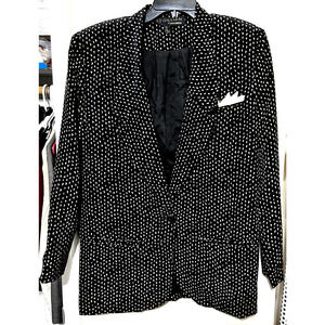 Vintage 90s St. Gillian Kay Unger Silk Blazer Jacket Black Flecked Size 8